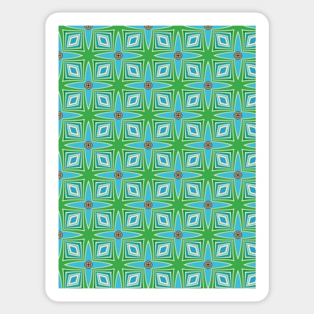 Midcentury style blue and green print Sticker by bettyretro
